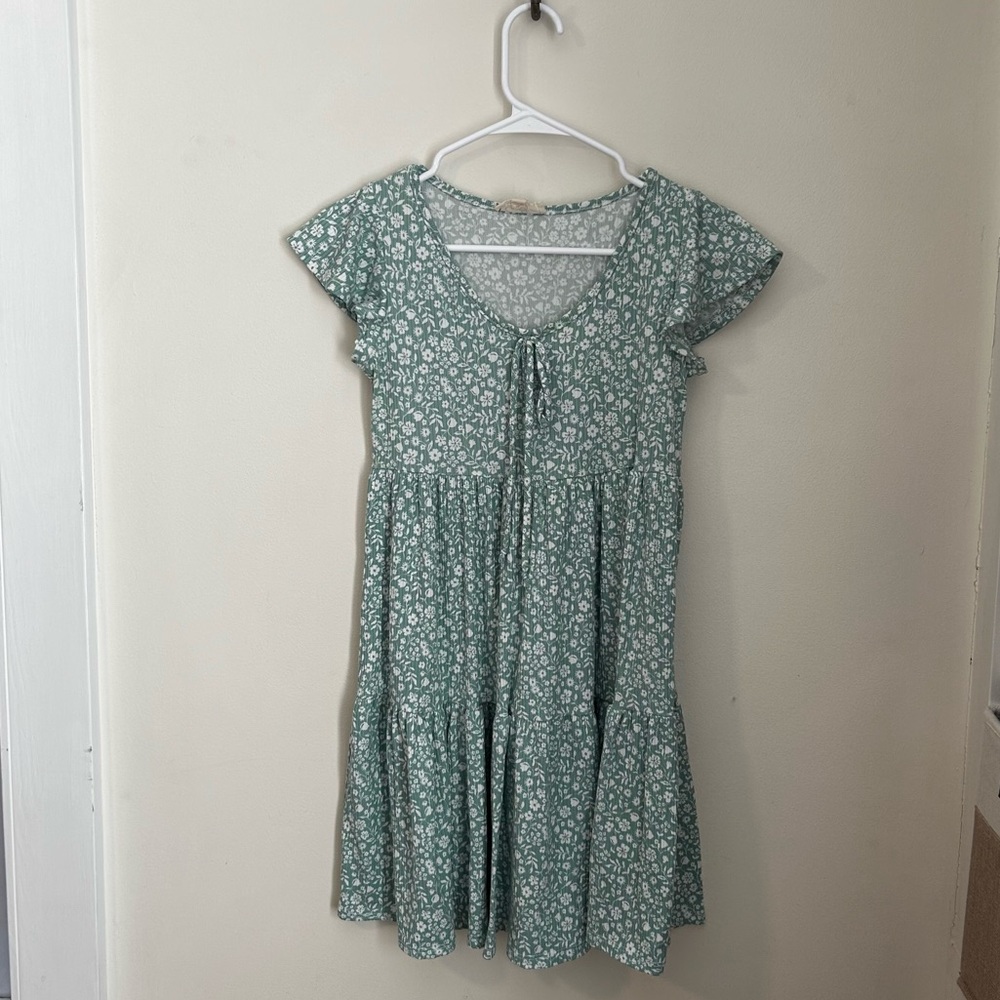 Tiered Floral Dress with Flutter Sleeves